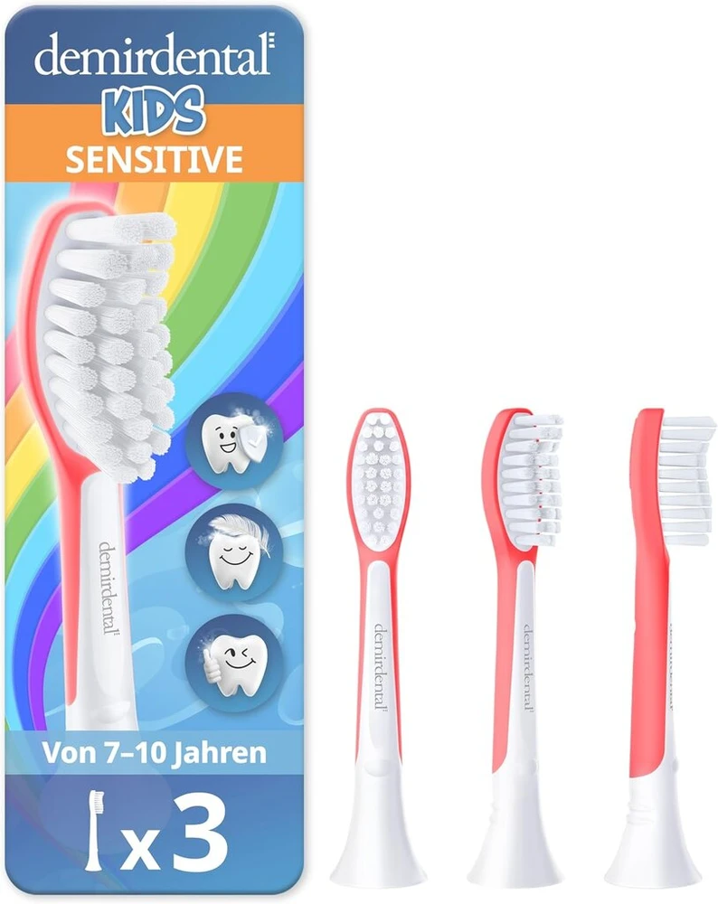Demirdental vaikiškos galvutės, skirtos Philips Sonicare vaikų sonic dantų šepetėliams nuo 7 iki 10 metų, atitinka Hx6043 Hx6044, 3 vnt., raudonos