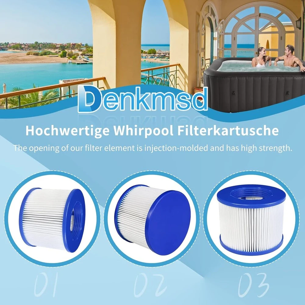 Denkmsd filtras pripučiamam Spa, infinite spa filtro kasetė clever spa 75 x 100 mm aukštis 75 mm baseino filtro kasetė, filtras spa aquaparx (4 vnt.)