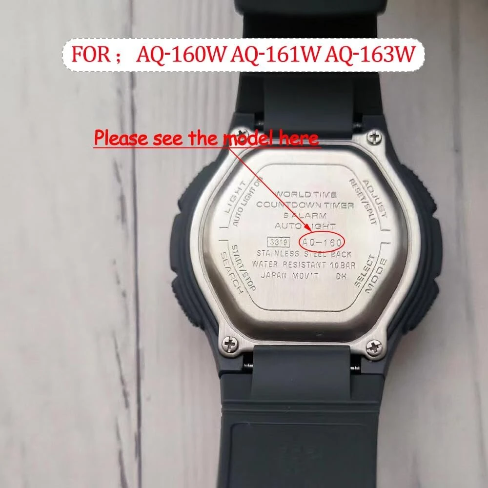 Dervos pakaitinis laikrodžio dirželis, suderinamas su Casio Aq-163w Aq-160 Aq-161, plastikinis dirželis, skirtas vyriškam laikrodžiui