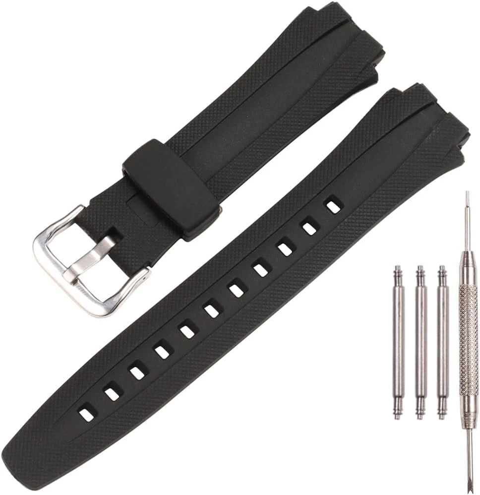 Dervos pakaitinis laikrodžio dirželis, suderinamas su Casio Aq-163w Aq-160 Aq-161, plastikinis dirželis, skirtas vyriškam laikrodžiui