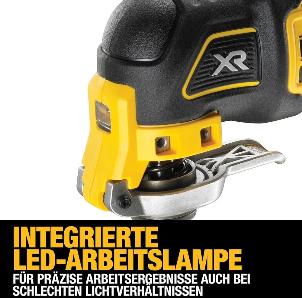 Dewalt 18 v osciliuojantis akumuliatorinis daugiafunkcis įrankis dcs356nt (bazinis modelis), bešepetėlinis, su gylio ir šoniniu ribotuvu, led lempute, su tstak dėže ii, be akumuliatoriaus ir įkroviklio, juodas/geltonas