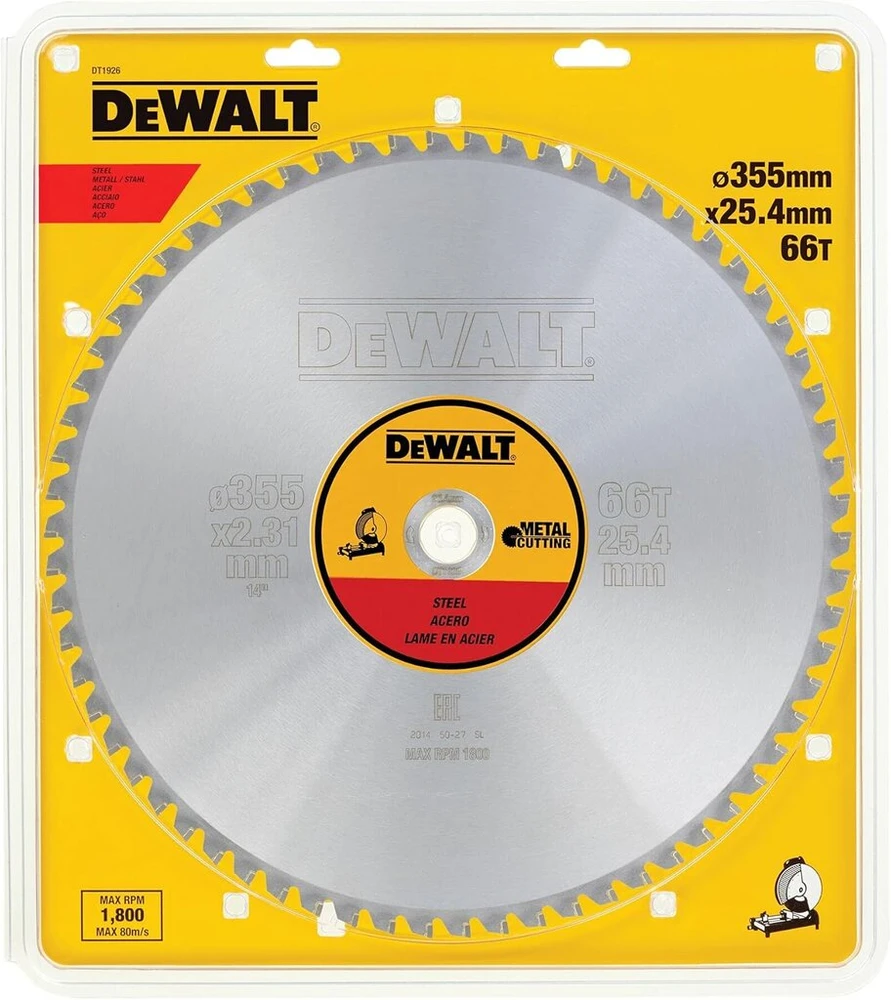 Dewalt 355x25.4mm 66 dantų metalo pjovimo diskas stacionariems pjūklams