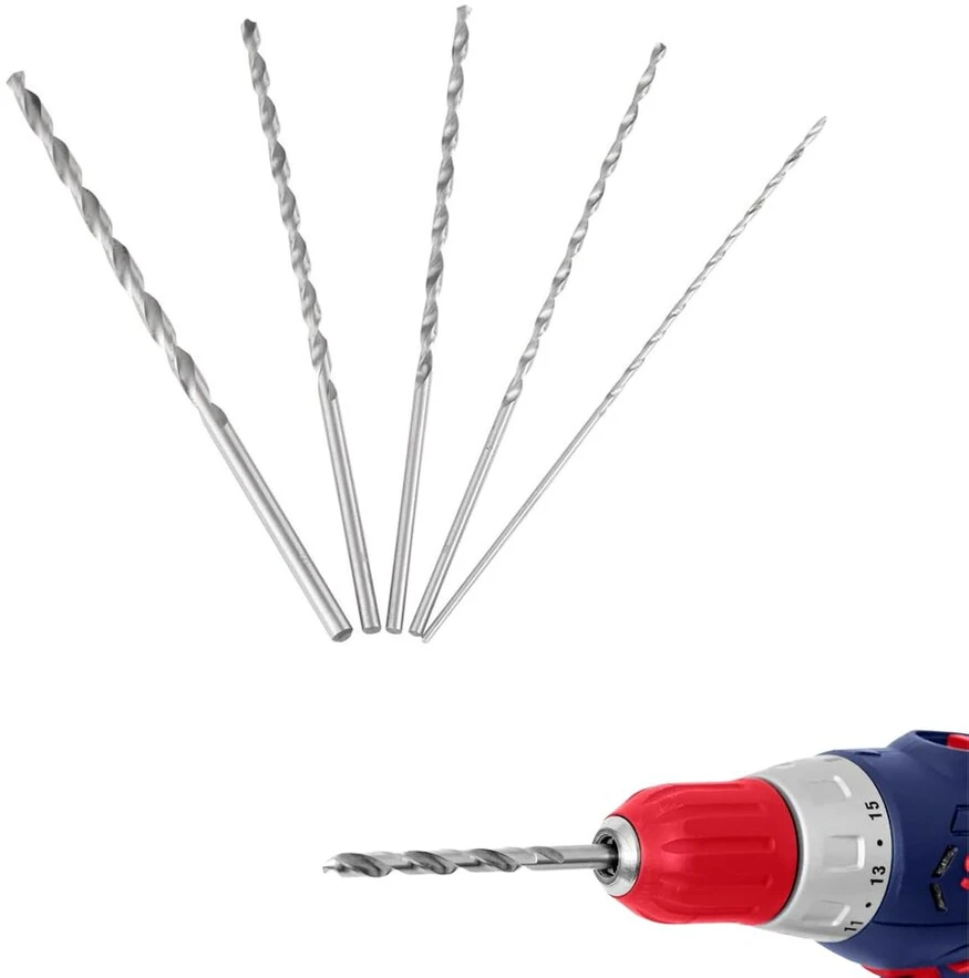 Dewin medžio grąžtų rinkinys, 5 dalių grąžtų rinkinys itin ilgas greitapjovis plieno cilindrinis kotas spiralinis grąžtas medienai 2 mm - 5 mm
