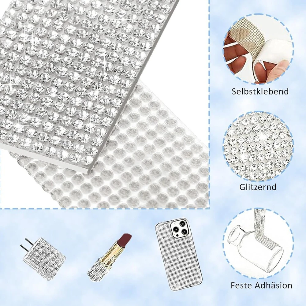 Diamond lipni juosta, 4 ritinėliai krištolinių kalnų krištolo lipdukų, 91 x 3 cm lipnūs blizgučių kalnų krištolo brangakmenių lipdukai, sidabriniai, "pasidaryk pats" dekoravimo lipdukai, dovanų dekoravimui