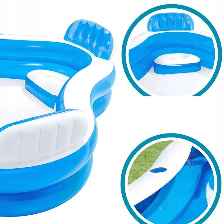 Didelis intex sodo baseinas su sėdynėmis, 4 asmenims, pripučiamas šeimyninis 229 x 229 cm