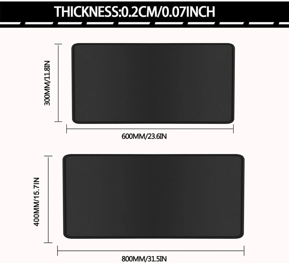 Didelis pelės kilimėlis 600x300mm, neslystantis, su apsiūtais kraštais