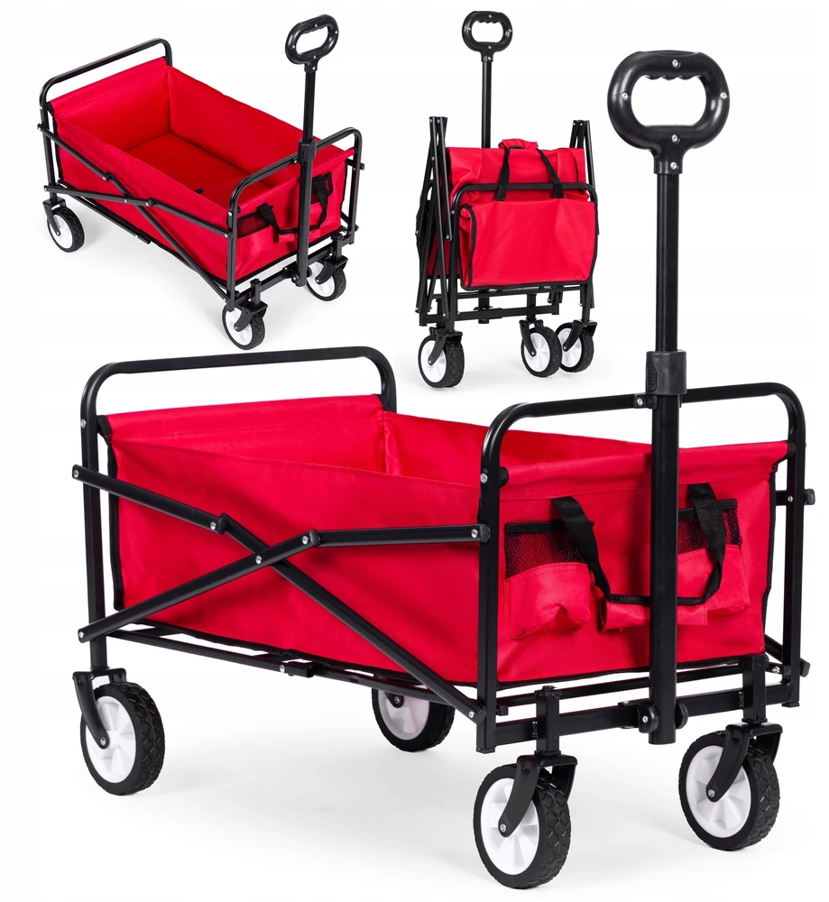 Grandininis pjūklas Didelis sodo vežimėlis Bemi, transportavimo, sulankstomas, 90x48cm, raudonas