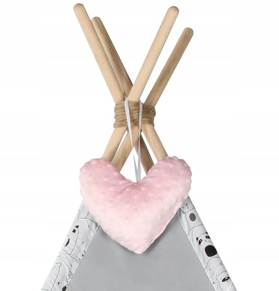 Didibaby tipi teepee palapinė su pagalvėlėmis gyvūnais + širdis