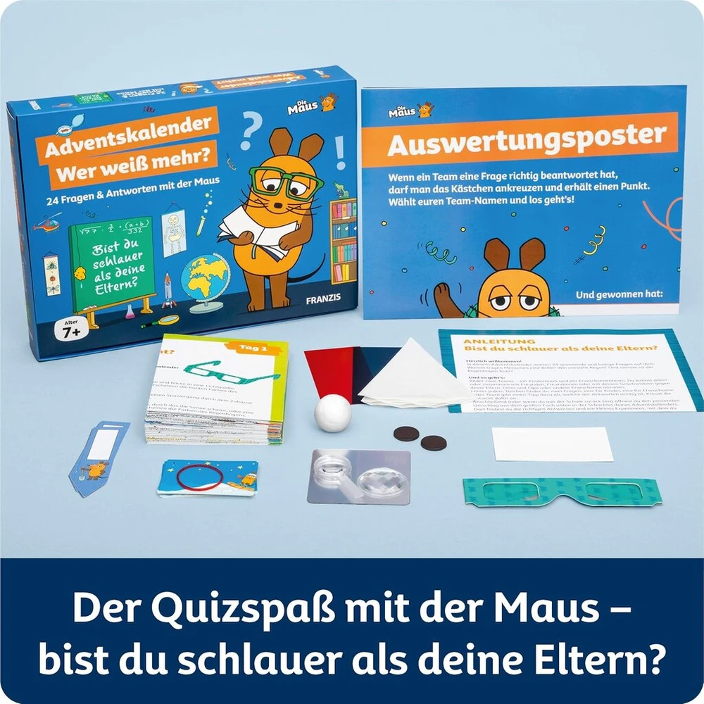 Die Maus Advento kalendorius „wer baltas mehr?“ [vokiečių kalba] 24 klausimai ir atsakymai