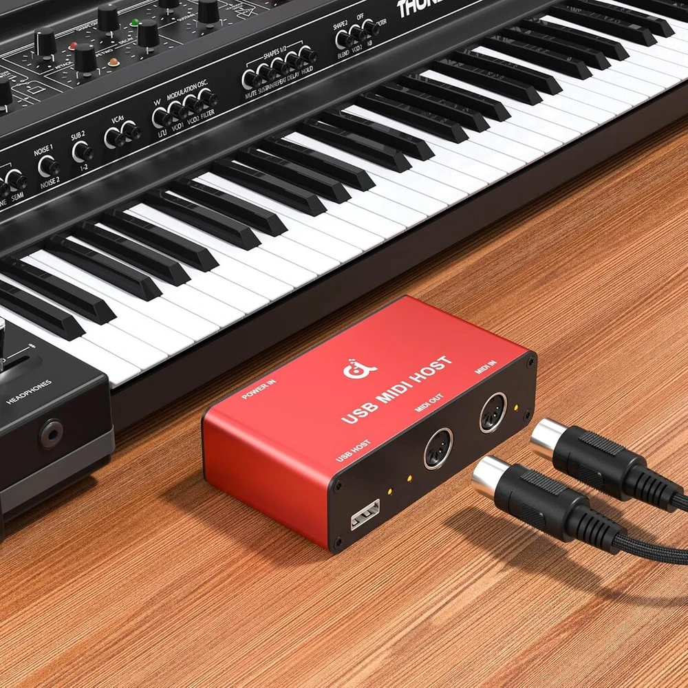 Digitallife autonominis Usb Midi host tiltelio įrenginys - 1 įėjimas/1 išėjimas 5-pin Din Midi sąsajos, Led ekranas, metalinis, raudonas (nereikalauja kompiuterio)