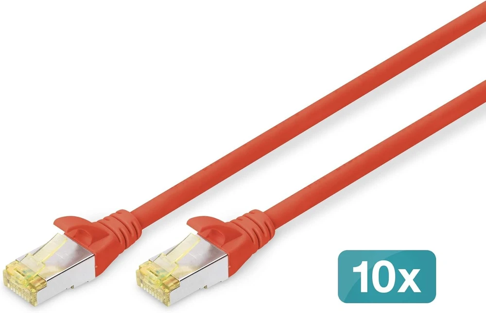 Digitus Cat 6a Lan kabelis, 3m, 10 vnt. pakuotė, Raudonas