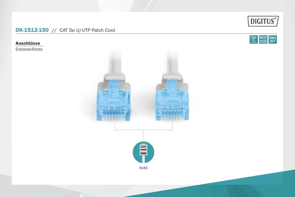 Digitus Ecoline - Patch kabelis - Rj-45 (m) - Rj-45 (m) - 15 m - Utp