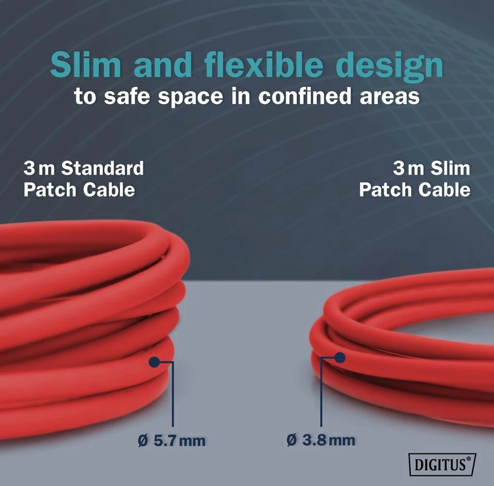 Digitus Lan Cat 6a kabelis - 1,5 m - plona versija Awg 32/7 - 10 Gbps - Rj45 tinklo kabelis - F/ftp - Poe+ - Lszh - suderinamas su Cat7, Cat6, Cat5e - raudonas
