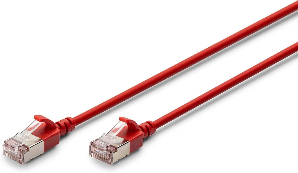 Digitus Lan Cat 6a kabelis - 1,5 m - plona versija Awg 32/7 - 10 Gbps - Rj45 tinklo kabelis - F/ftp - Poe+ - Lszh - suderinamas su Cat7, Cat6, Cat5e - raudonas
