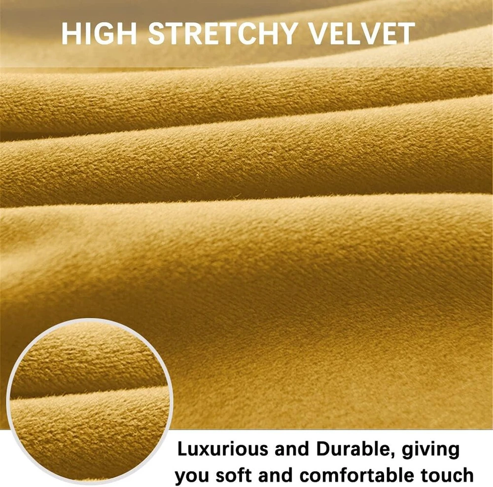 Dimatic Velvet Plush kėdės užvalkalas, skirtas baro kėdėms, valgomojo kėdžių užvalkalas, baldų apsauga, neslystantis užvalkalas su elastiniu pagrindu, 2 vnt., aukso spalvos