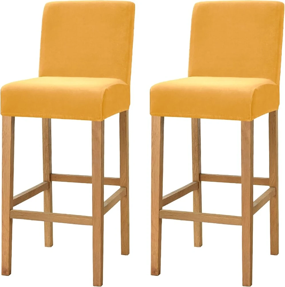 Dimatic Velvet Plush kėdės užvalkalas, skirtas baro kėdėms, valgomojo kėdžių užvalkalas, baldų apsauga, neslystantis užvalkalas su elastiniu pagrindu, 2 vnt., aukso spalvos