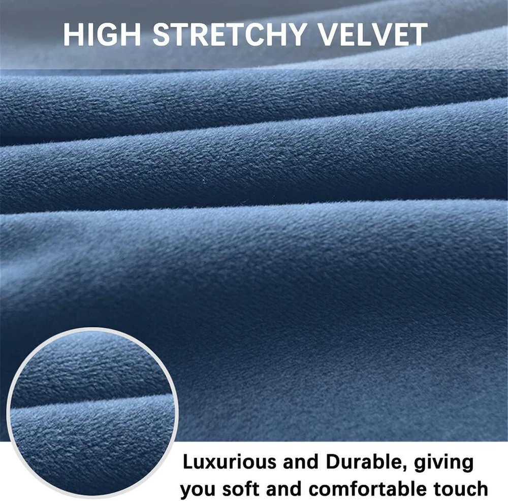 Dimatic Velvet Plush kėdės užvalkalas, skirtas baro kėdėms, valgomojo kėdžių užvalkalas, baldų apsauga, neslystantis užvalkalas su elastiniu pagrindu, 2 vnt., mėlynas