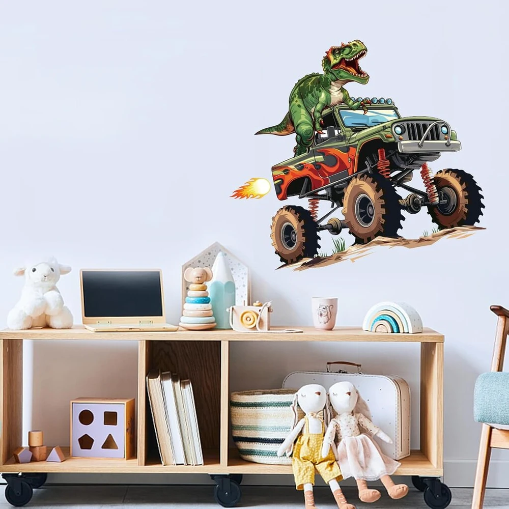 Dinozaurų Monster Truck Sienų Lipdukas Vaikų Kambariui