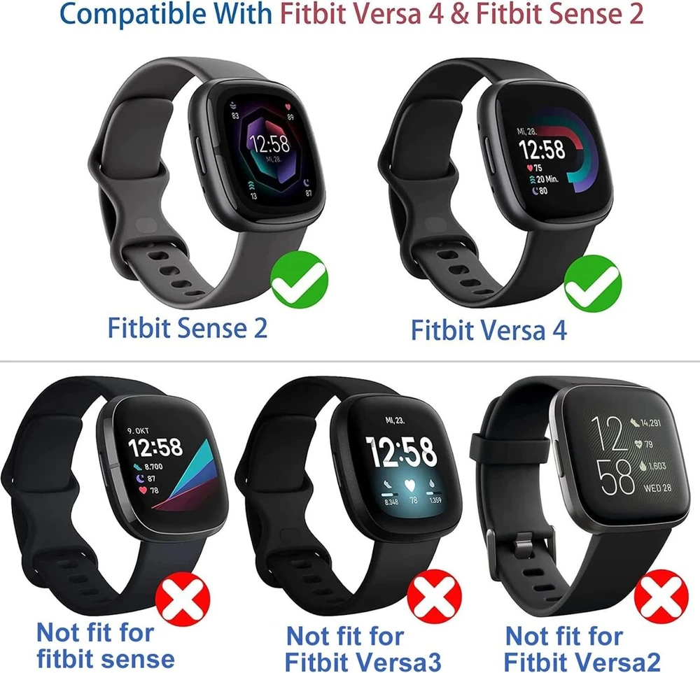 Diruite 4 vnt. ekrano apsaugų rinkinys, skirtas Fitbit Versa 4 / Sense 2 apsauginiam dėklui, Hd smūgiams atsparus minkštas Tpu dangtelis, pilna ekrano apsauga, skirtas Fitbit Versa 4 / Sense 2 apsauginiam dėklui