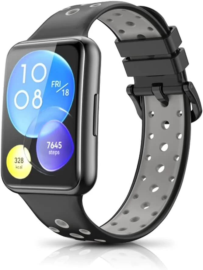 Dirželis Huawei Watch Fit 2, silikoninis, sportinis, juodas/pilkas