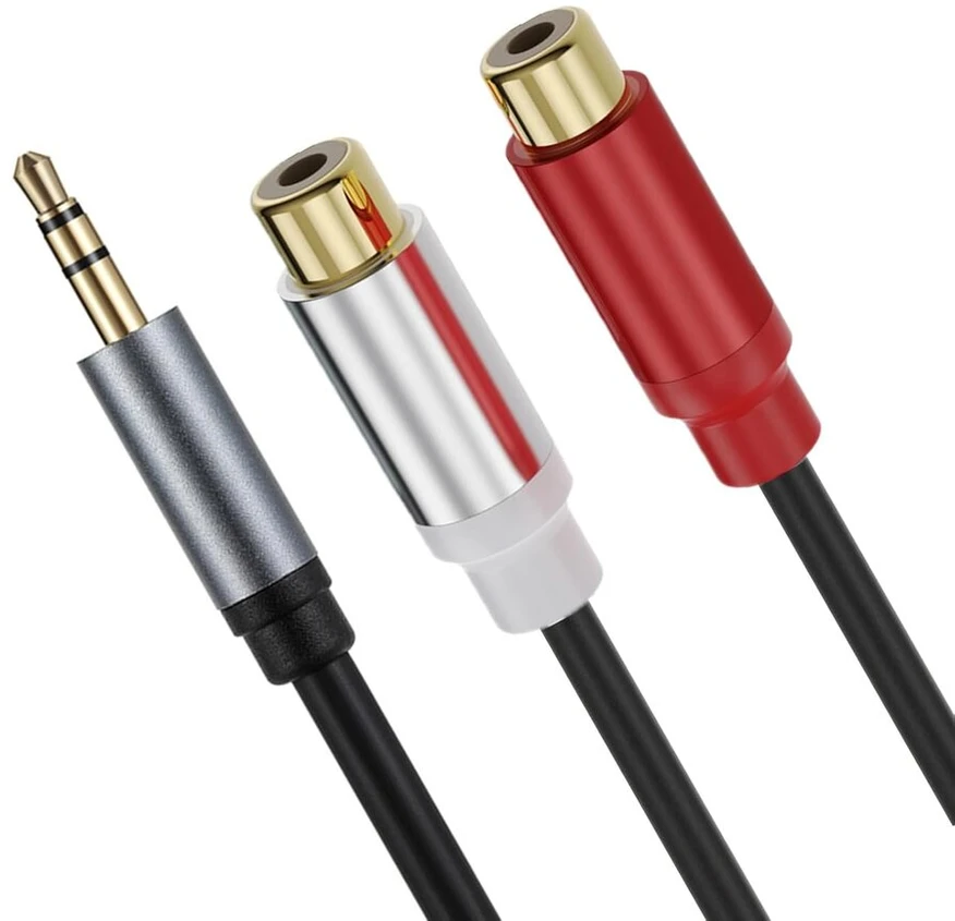 Discool 3.5 mm Trs Male į 2rca Female paauksuotas Y skirstytuvas kabelis, 1/8 į 2 Rca Aux prailginimo kabelio adapteris Od 4.5 Dvd, Tv/hdtv, vaizdo grotuvams, Cd grotuvams (0.3 m / 0.98 ft, M į F)