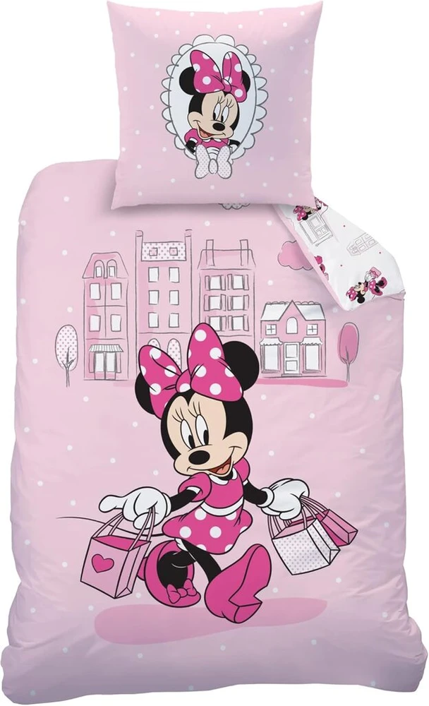 Disney Minnie Mouse 2 dalių patalynės komplektas, mergaičių Minnie Mouse patalynė, pagalvės užvalkalas 80 x 80 cm + antklodės užvalkalas 135 x 200 cm