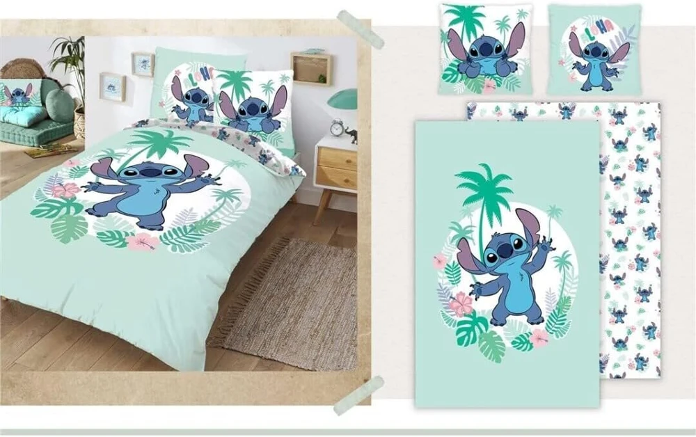 Disney Patalių komplektas ré Stch - Žalias - 140 cm x 200 cm