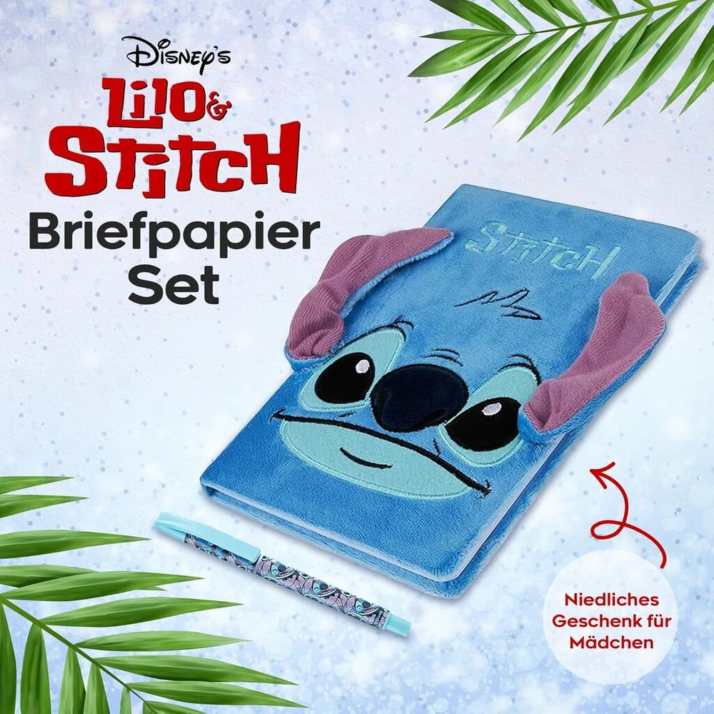 Disney Stitch užrašų knygelės rinkinys Lilo ir Stitch A5 pliušinis užrašų knygelė ir rašiklis