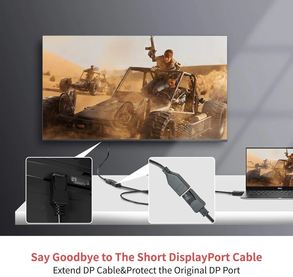Displayport 1.2 ilginamasis kabelis 2k/144hz 4k/60hz, bolaazul displayport jungtis iš vyriškos į moterišką dp ilginamąjį kabelį su skląsčiais 3m/10ft, palaiko oculus rifts valve not