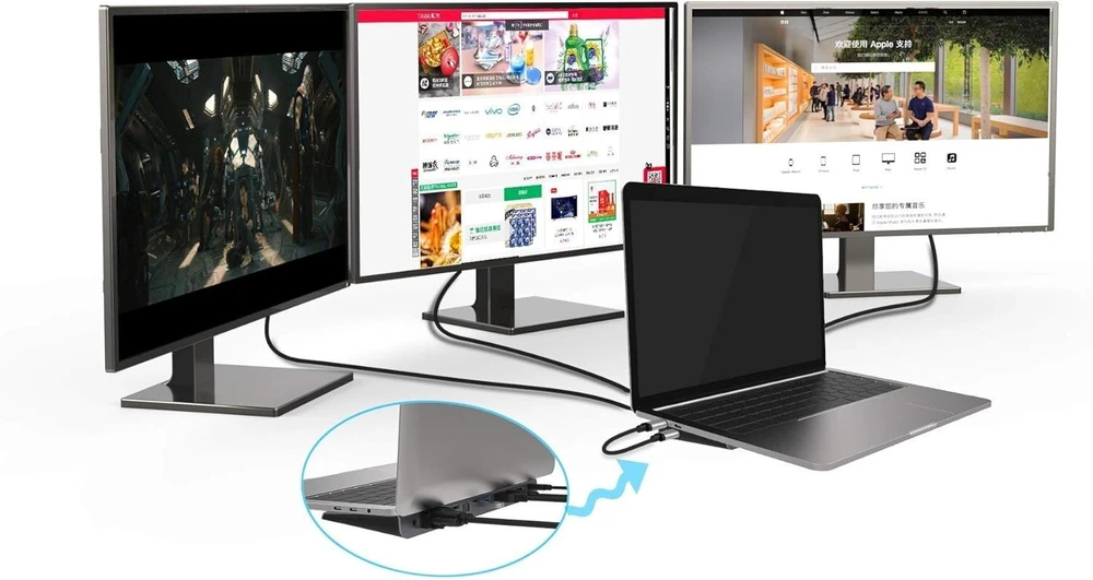 Displayport 1.4 į 3x Hdmi 2.0 adapteris, 8k@30hz, 4k vaizdas