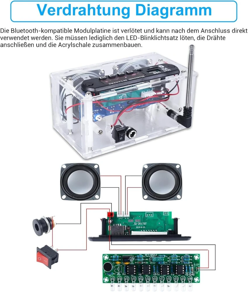 Kompiuterio kolonėlės Diy Bluetooth Garsiakalbis su Fm Radijo Rinkinys ir Nuotolinio Valdymo Pulteliu