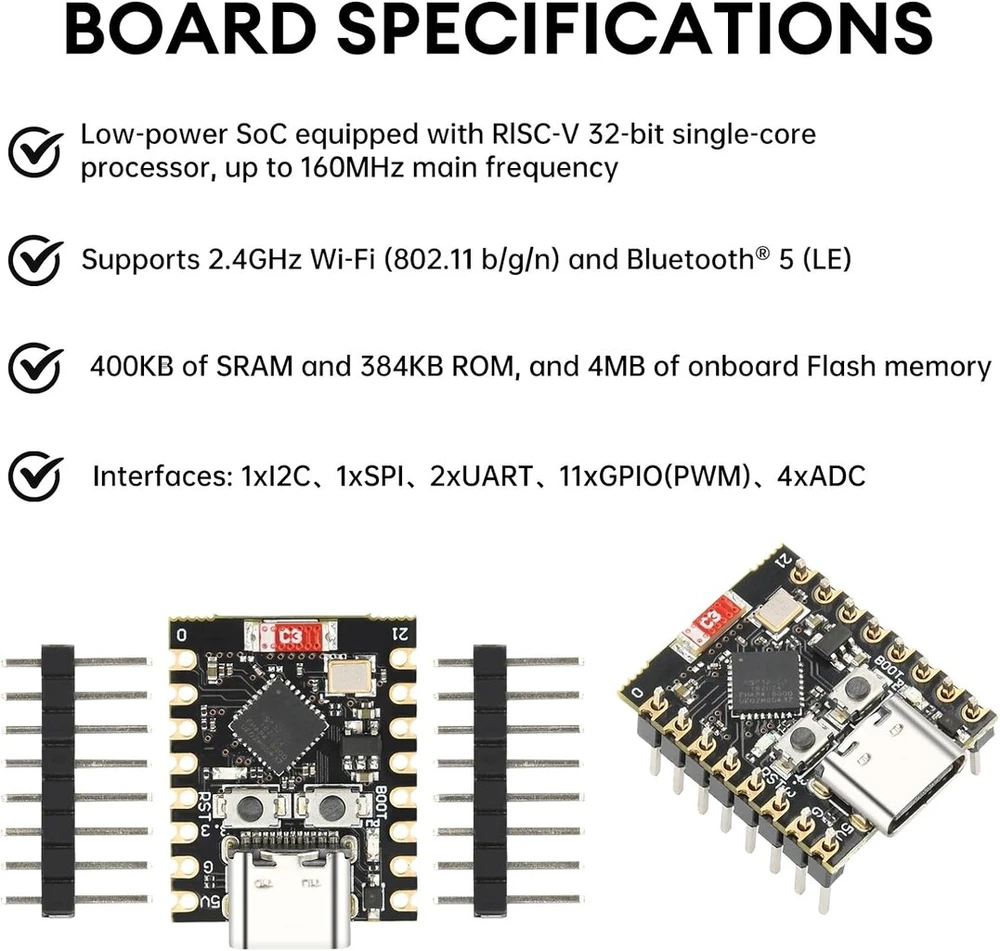 Vaizdo plokštė Diymore 4pcs Esp32 Esp32-c3 kūrimo plokštė mini Esp32 C3 palaiko wifi bluetooth