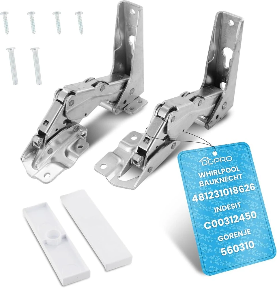 Dl-pro durų vyrių komplektas viršus + apačia, skirtas whirlpool bauknecht ignis 481231018626 indesit hotpoint c00312450 hettich hettich vyrių rinkinys su montavimo rinkiniu, skirtas kdi kgi kvi kvic šaldytuvui-šaldikliui
