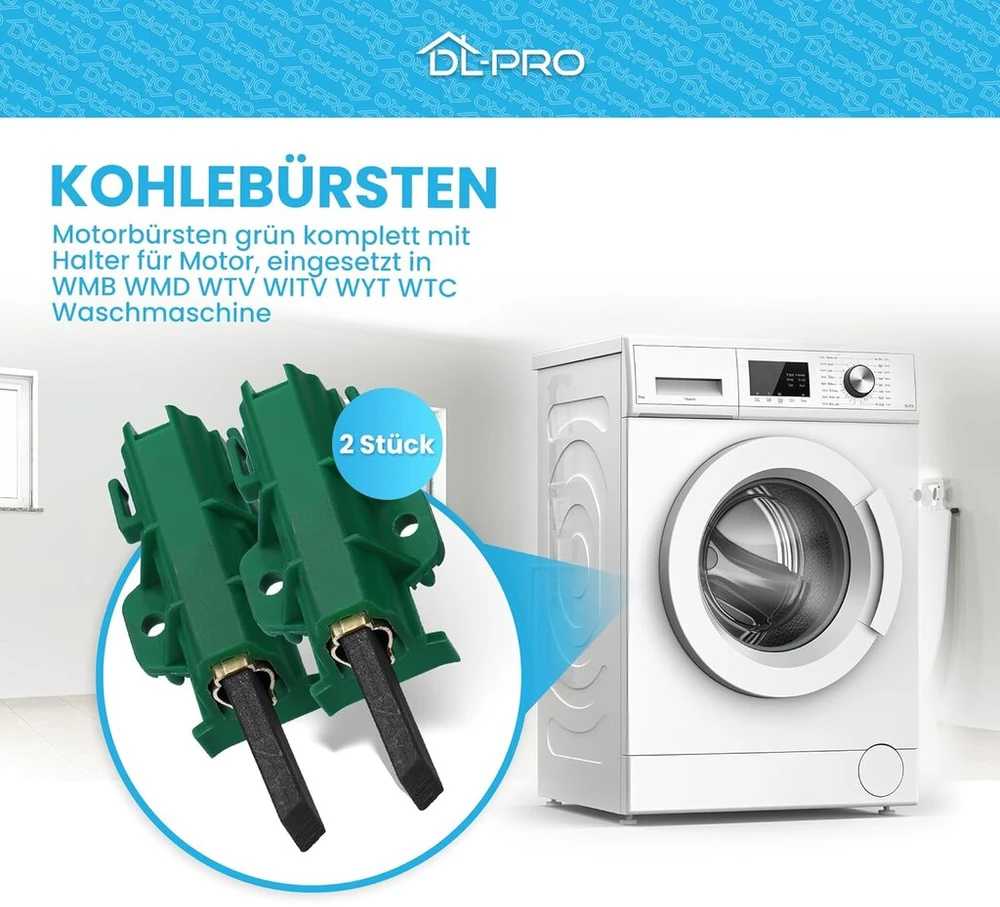 Dl-pro variklio anglies šepetėlių rinkinys, skirtas beko blomberg 371202407 371202405 l24mf7 candy hoover 49028930 anglies šepetėliai žali, skirti wmb wmd wtv skalbimo mašinai