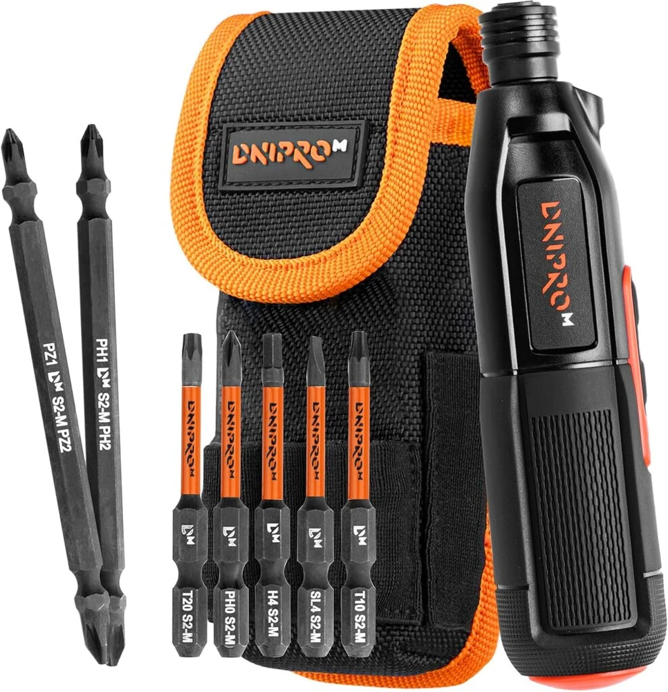 Dnipro-m Csd-36x akumuliatorinis atsuktuvas, mini atsuktuvas su 3.6v, 850mah dėklu, 280rpm, Led lempute ir antgalių rinkiniu, Usb Type-c laidu, Ip20, puikiai tinka remontui ir surinkimui