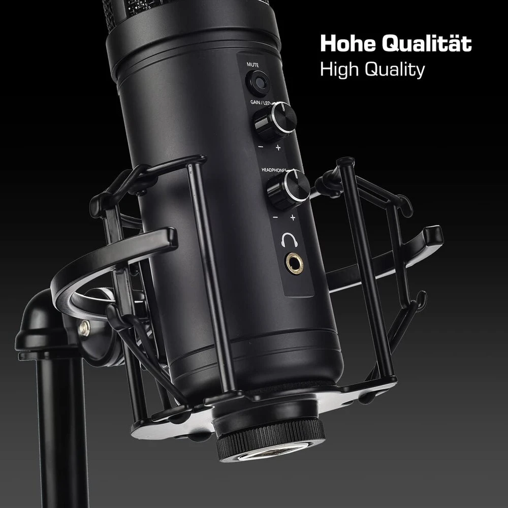 Dockin® Mp2000 Studio Usb mikrofonas, skirtas Pc ir Mac, nulinio latentiškumo stebėjimo stovas su sunkiu trikoju, skirtas balso ir instrumentų įrašymui, transliacijai ir podcast'ams, su Led lemputėmis