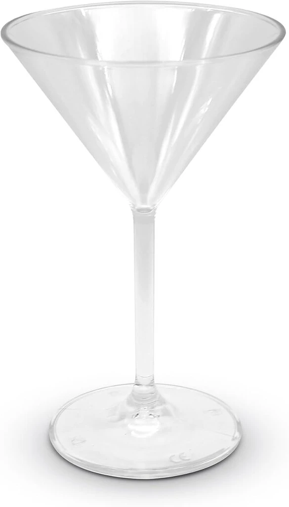 Doja Barcelona Skaidrios plastikinės martini taurės, 6 vnt., kietos plastikinės gėrimų taurės, skaidrios polikarbonatinės taurės, daugkartinio naudojimo plastikinės martini taurės, daugkartinio naudojimo kokteilių taurės