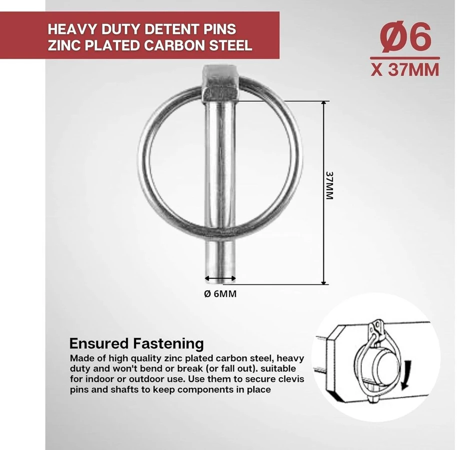 Doja Industrial Rakinimo Smeigtukai, 50 vnt., 6 mm x 37 mm, Cinkuotas Plienas