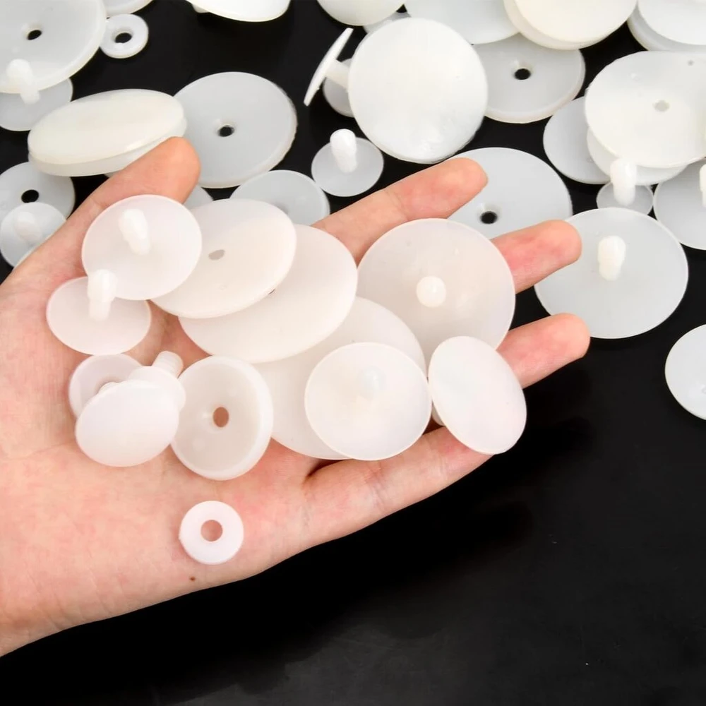 Dokeno 42 rinkiniai baltų plastikinių lėlių jungčių nuo 15 mm iki 45 mm baltos lėlės jungtys plastikinės meškiukų jungtys "pasidaryk pats" amatų priedams meškiukams