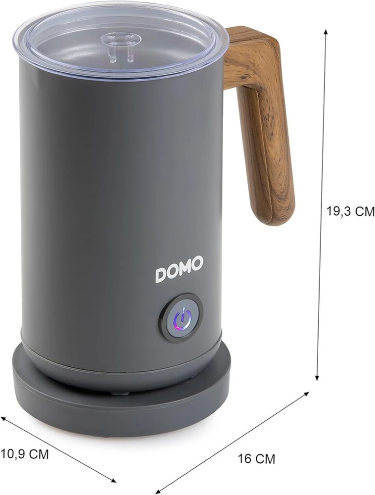 Kavos aparatas Domo Do745mf Pieno putų plakiklis 'wood You' - matinė pilka - 500 W