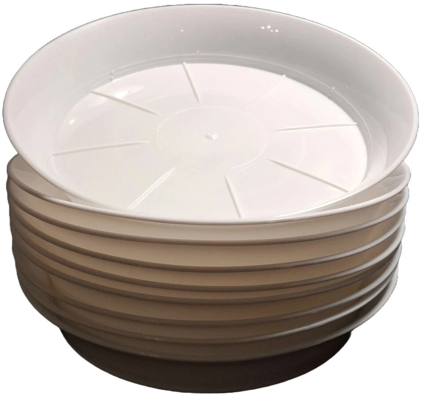 Don-plast, 10 vnt. vazonų padėklų rinkinys, skersmuo 12 cm, balta spalva