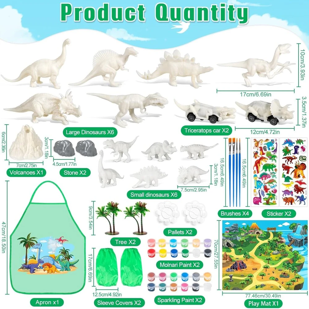 Dongqi dinozaurų piešimo rinkinys, rankdarbių rinkinys, dovana vaikams dinozaurų tema, žaislas 3 4 5 6 7 8 metų vaikams, piešimo žaislas su dinozaurų rinkiniu, kūrybiškumo dovanos berniukams ir mergaitėms