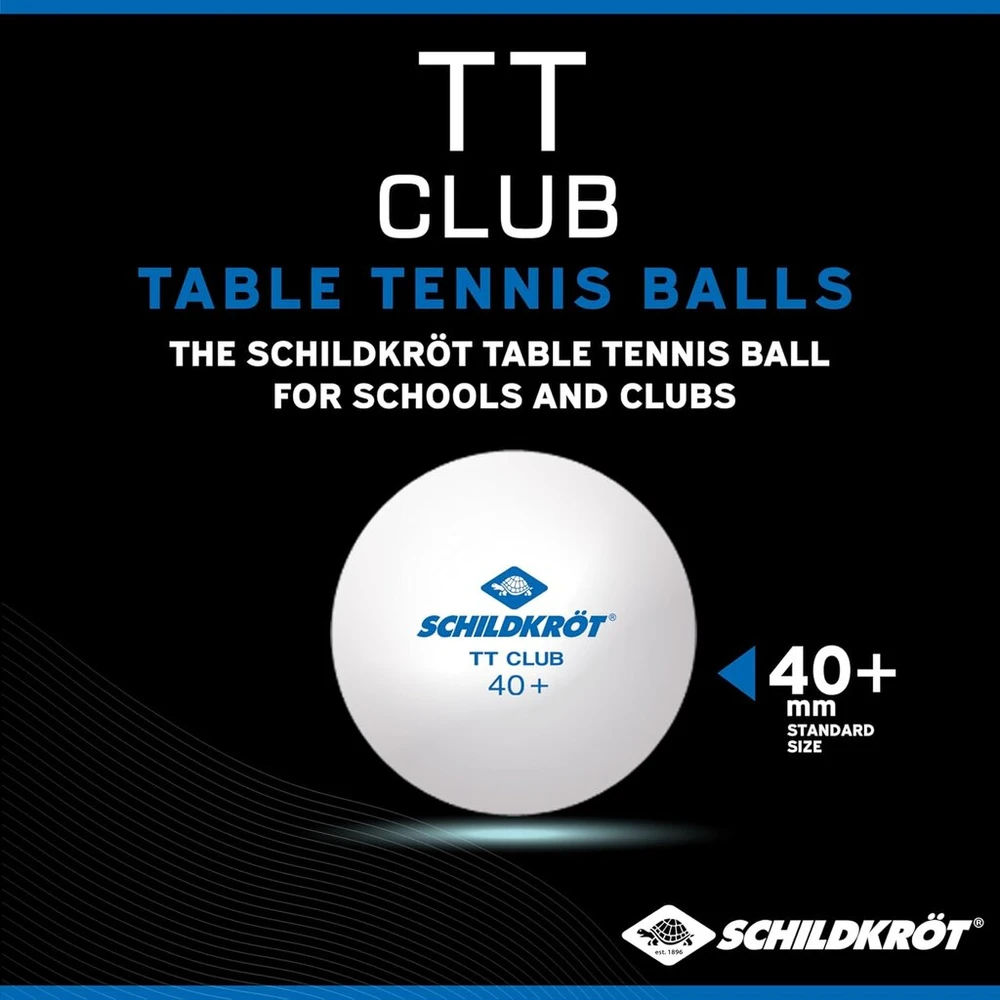 Donic-schildkröt stalo teniso kamuoliukai tt club 608532 treniruočių kamuoliukai poly 40+ kokybės, 120 vnt. didelėje dėžėje, balti