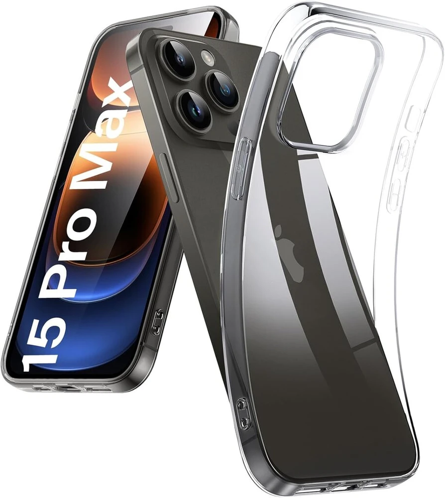 Dosmung skaidrus dėklas, skirtas iphone 15 pro max (6,7 colio), lankstus minimalistinis silikoninis dėklas, minkštas dėklas, atsparus smūgiams, atsparus įbrėžimams, mobiliojo telefono dėklas, skirtas iphone 15 pro max, skaidrus