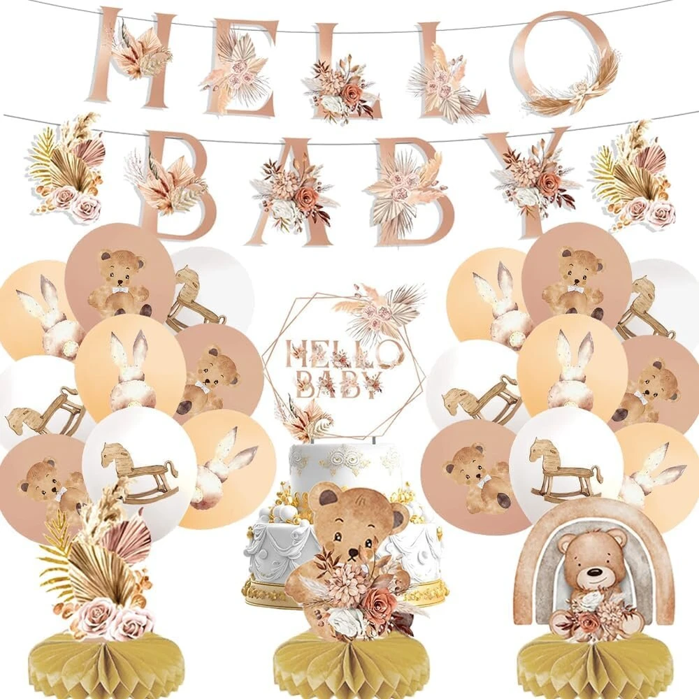 Doyomtoy boho gimtadienio dekoracija, boho baby shower vakarėlio balionų dekoracija korio ornamentas mergaičių gimtadienio vakarėliui bohemiška mergaičių gimtadienio dekoracija baby shower rinkinys, 23 vnt.