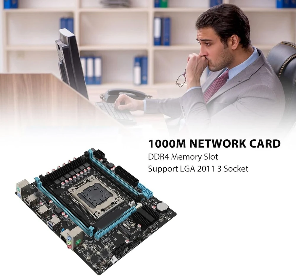 Dpofirs X99 Atx motininė plokštė, 4 kanalų Ddr4 žaidimų kompiuterio motininė plokštė su daugiapakopiu maitinimo šaltiniu ir 1000m tinklo plokšte, Nvme M.2 Pcie 16x Gen 3.0 Sata3.0 motininė plokštė stacionariam kompiuteriui
