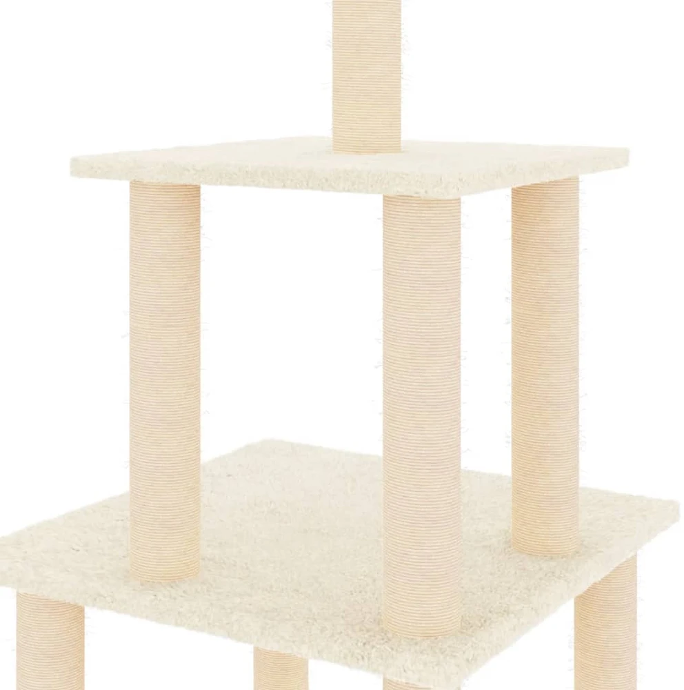 Draskyklė katėms su stovais iš sizalio, kreminės spalvos, 111cm
