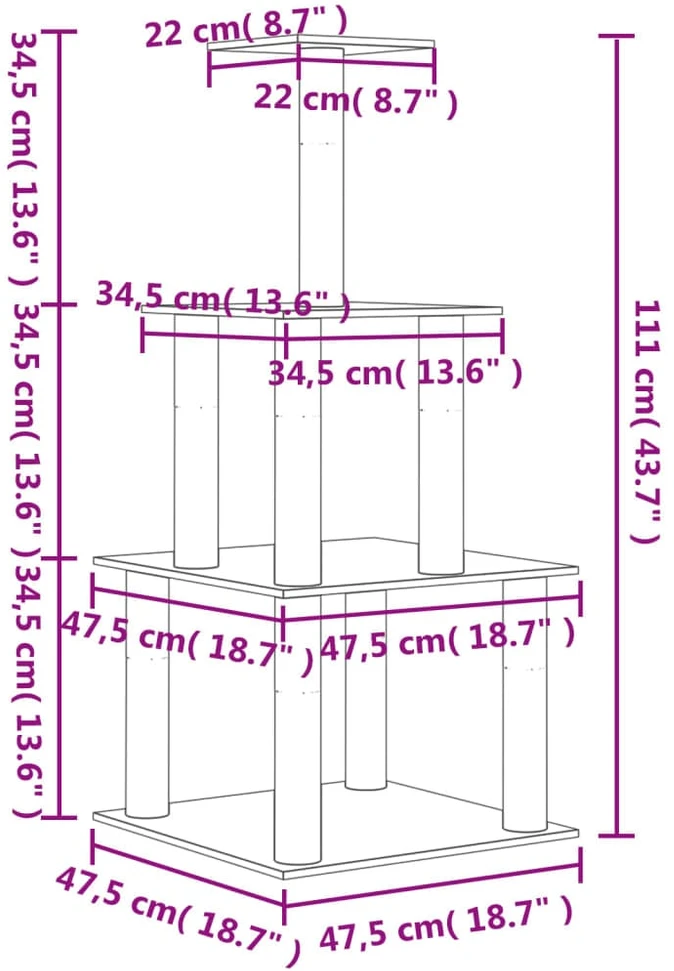 Draskyklė katėms su stovais iš sizalio, kreminės spalvos, 111cm