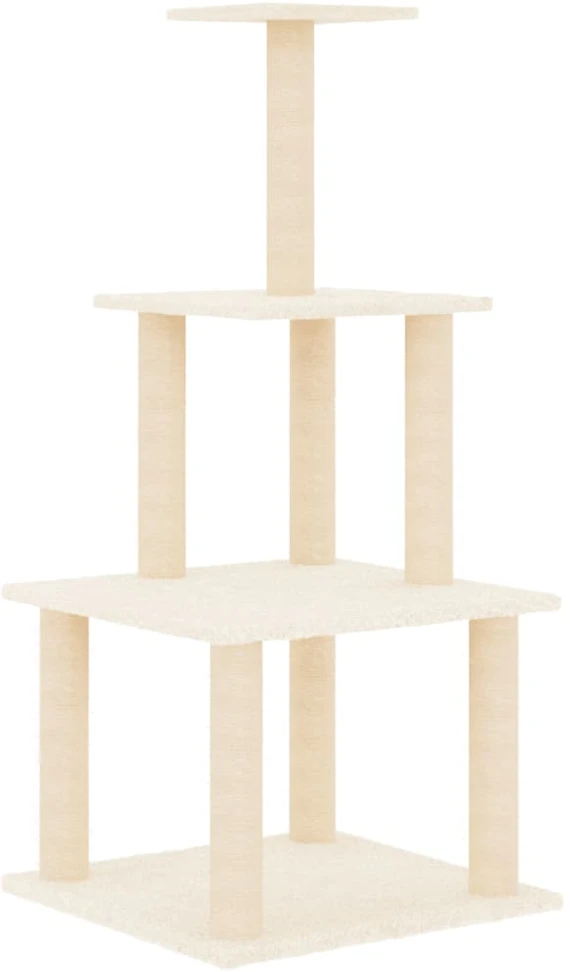 Draskyklė katėms su stovais iš sizalio, kreminės spalvos, 111cm