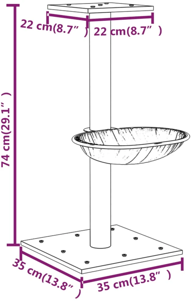 Draskyklė katėms su stovu iš sizalio, kreminės spalvos, 74cm